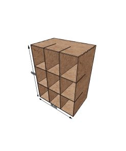 30.0 x 40.0 x 20.0 cm Organizer - 3 mm Ham MDF - 9 x Boş Bölme,  - Montajlı