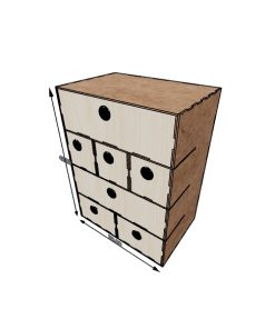 30.0 x 40.0 x 20.0 cm Organizer - 3 mm Ham MDF -  7 x Çekmece - Montajlı